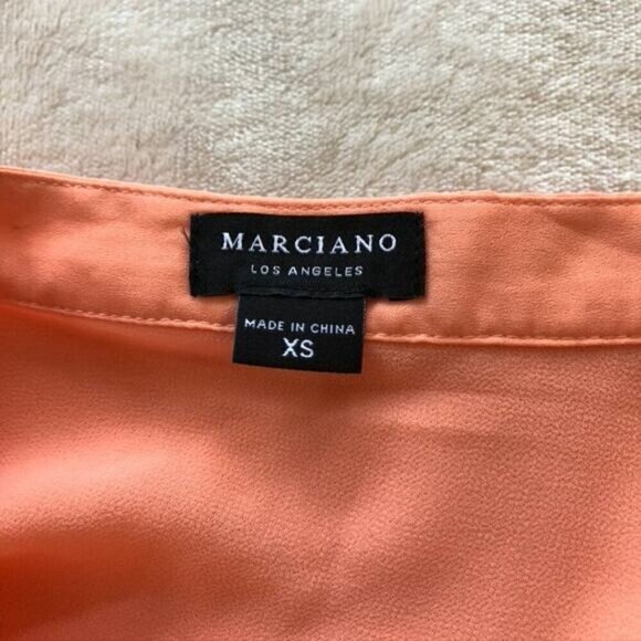 Marciano Sitting Pretty Solid Sheer Chiffon Blouse in Peach Pink - Extra Small - Picture 5 of 7